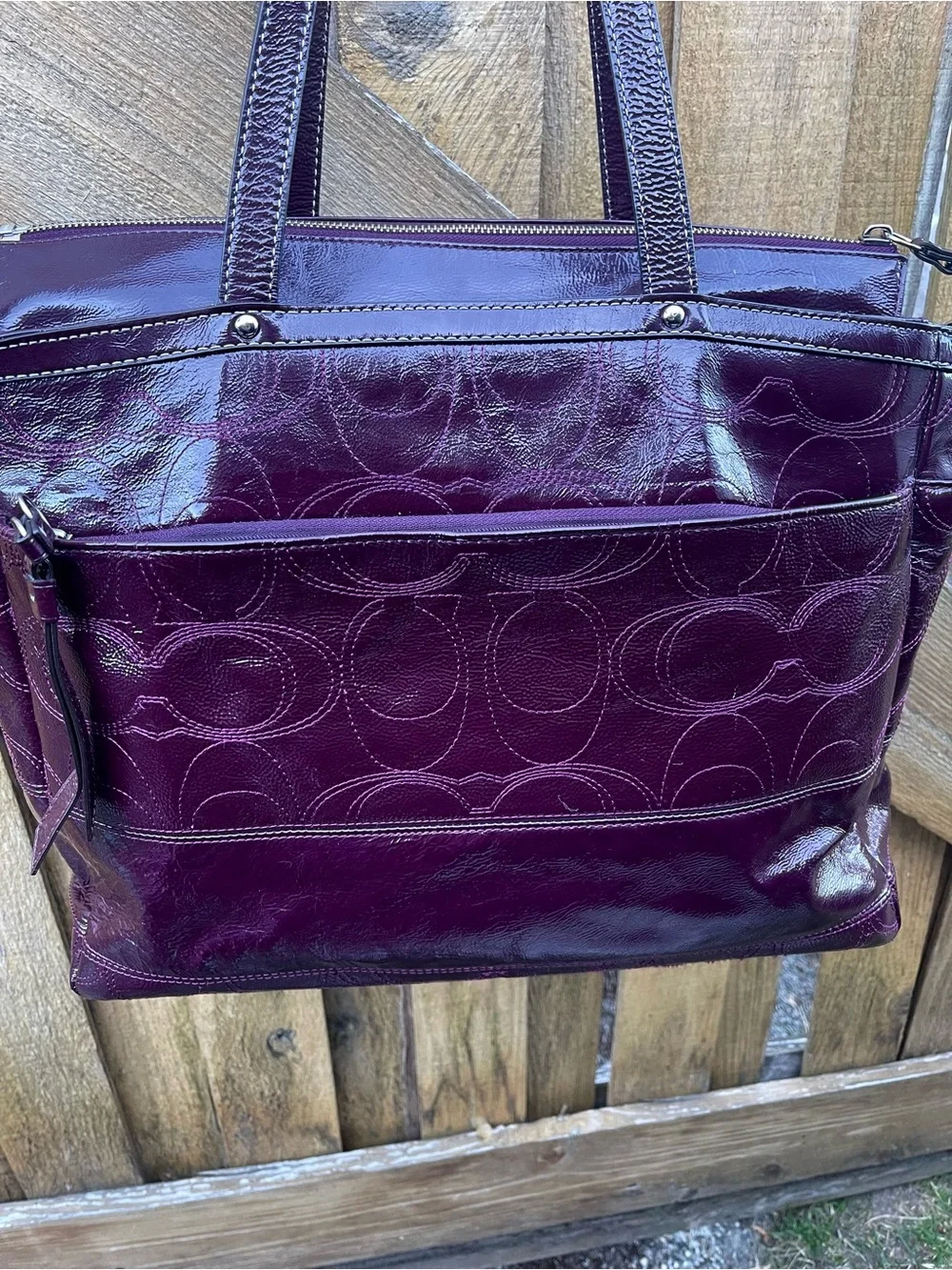 Coach F19256 XL multi function tote/diaper bag Plum